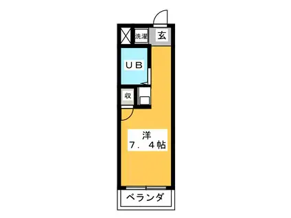 福田マンション(ワンルーム/2階)の間取り写真