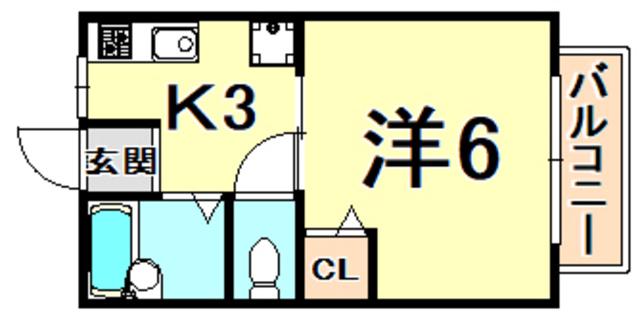 フローラ神戸(1K/1階)の間取り写真