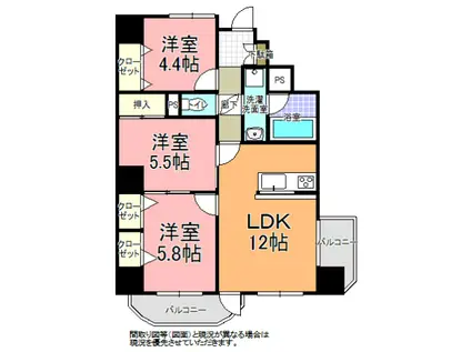 シティパレス水戸南町(3LDK/6階)の間取り写真