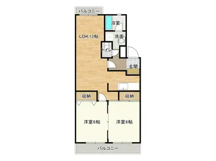 カナヤハイツI(2LDK/2階)の間取り写真