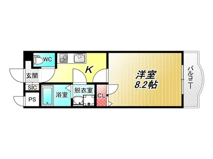 ルミエール八尾II(1K/7階)の間取り写真