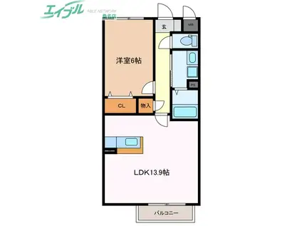 ルーチェSHIBA(1LDK/1階)の間取り写真