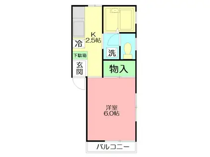 プレジール秦野(1K/2階)の間取り写真