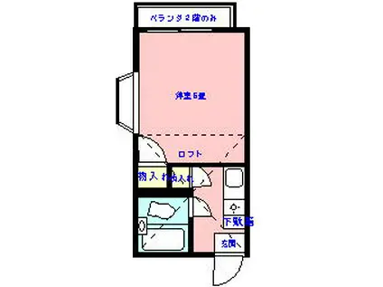 テラス花咲(1K/1階)の間取り写真