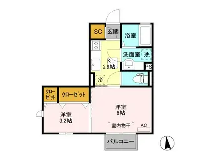 ヴィティス B(2K/1階)の間取り写真