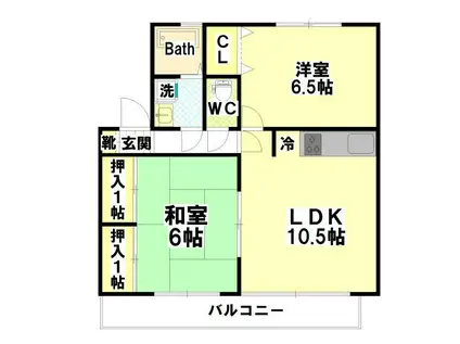 エステート川北(2LDK/2階)の間取り写真