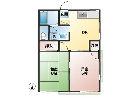 コーポエルム(2DK/2階)の間取り写真