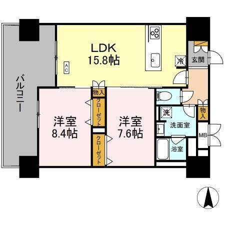 THE REJUVEPORT KISARAZU(2LDK/6階)の間取り写真