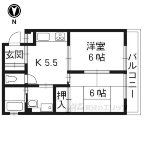 ラトゥール広沢(2DK/2階)の間取り写真