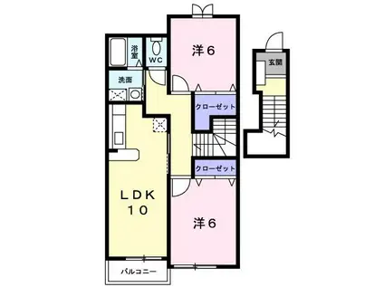フィオレンテI(2LDK/2階)の間取り写真