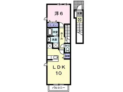 メゾンドフォルテB(1LDK/2階)の間取り写真