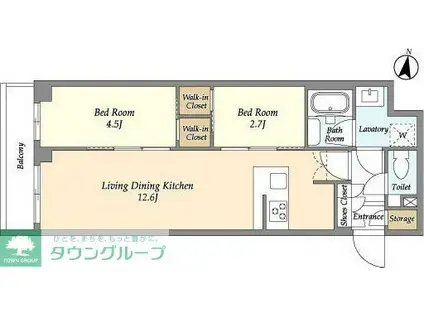 アジールコート練馬中村橋(2LDK/2階)の間取り写真
