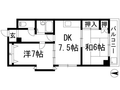 ヴィゴーラス宝塚(2DK/3階)の間取り写真