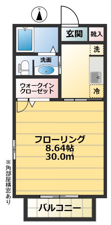 ディアコート(1K/1階)の間取り写真