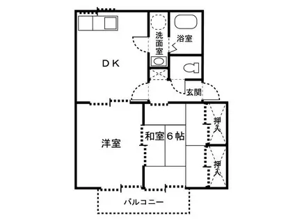 セジュールMIYA B(2DK/2階)の間取り写真