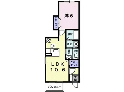 アルメールA(1LDK/1階)の間取り写真