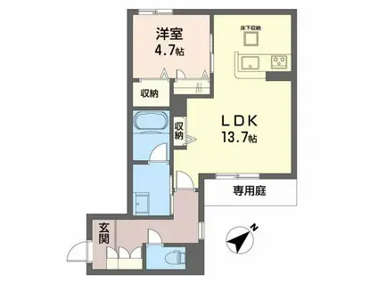 SHAMAISON MAUVEIN(1LDK/1階)の間取り写真