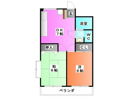 ヨウコ―スクウェア東川口(2DK/10階)の間取り写真