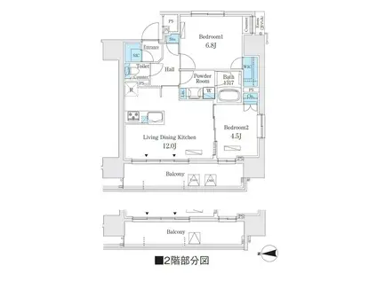 VIEQU BRIGHT YUSHIMA (2LDK/9階)の間取り写真