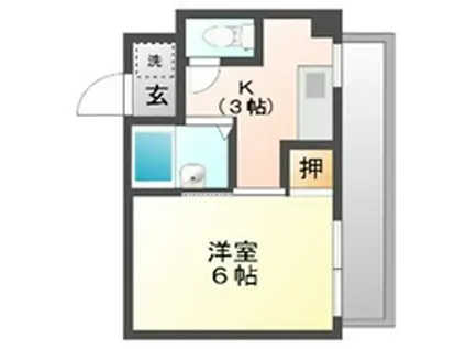 レイクス尾道ビルII(1K/4階)の間取り写真