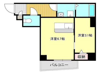 ソレイル鴨池(1LDK/2階)の間取り写真