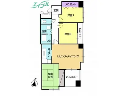 シティウエストコート(3LDK/8階)の間取り写真