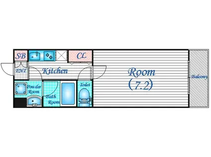 ドミールうつぼ公園(1K/2階)の間取り写真