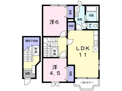 ニューフォンテーヌ(2LDK/2階)の間取り写真