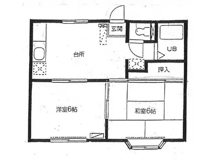 クレールハイム(2DK/2階)の間取り写真