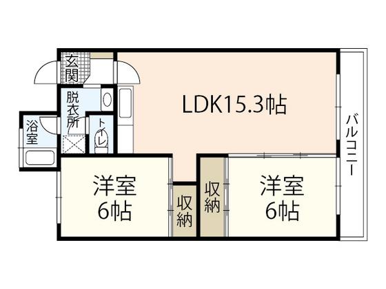 ユーバーハイツ(2LDK/4階)の間取り写真