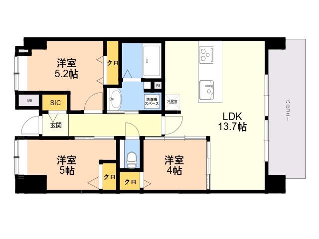 プラトウズ仲原(3LDK/2階)の間取り写真