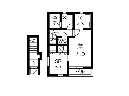 KINGDOMII(1SK/2階)の間取り写真