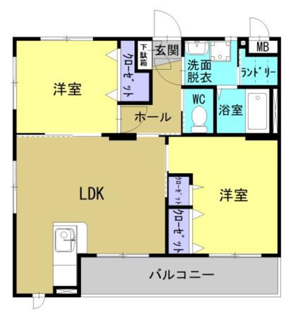 ユーミー高洲(2LDK/3階)の間取り写真