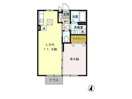 サンライズI番館(1LDK/2階)の間取り写真