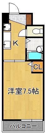 メゾン浅川台(1K/4階)の間取り写真