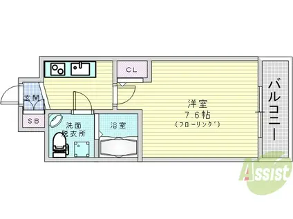 ARISTO扇町旧コンフォリア扇町(1K/2階)の間取り写真