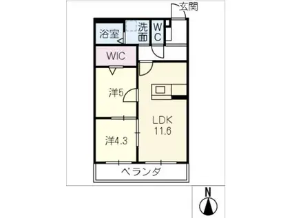 ラフォーレ西可児(2LDK/1階)の間取り写真
