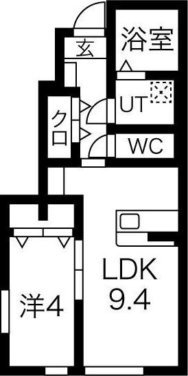 フルールポミエ A(1LDK/1階)の間取り写真