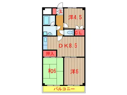 メルシーオリンピア(3DK/4階)の間取り写真