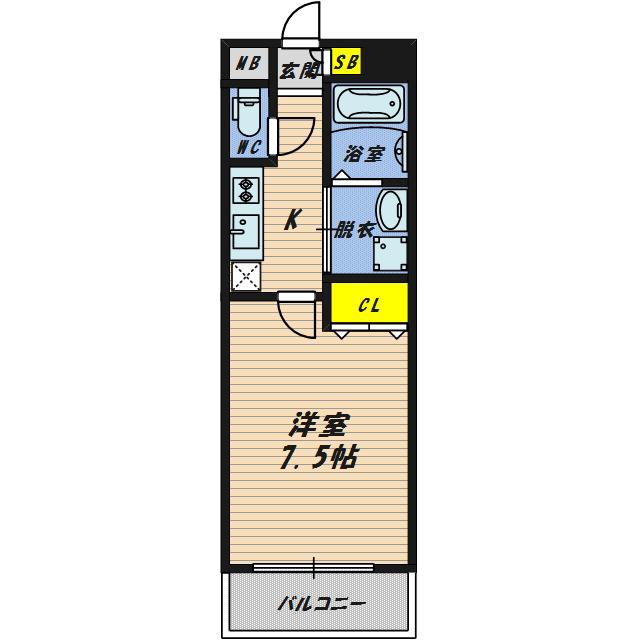 なんば・プレミアムグレース(1K/4階)の間取り写真