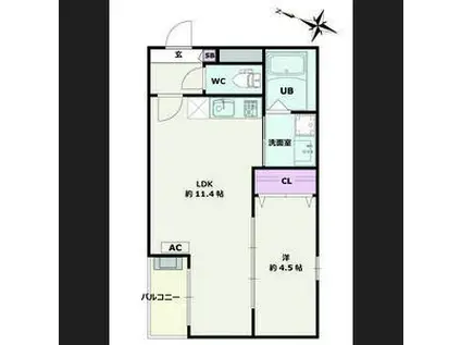 JACK HANADA II(1LDK/2階)の間取り写真