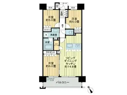 MJR大分ブランシエラ(3LDK/14階)の間取り写真