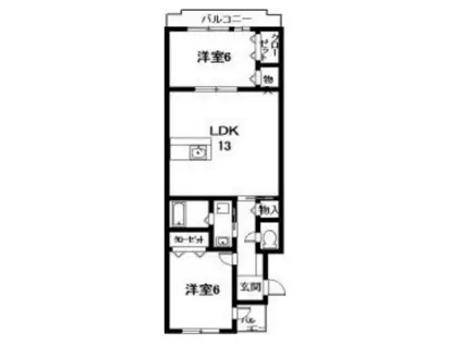 ドミールTF(2LDK/3階)の間取り写真