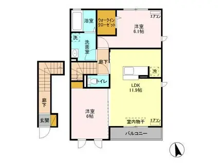 カーサR・T A(2LDK/2階)の間取り写真