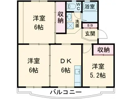 ファミリー久保山 II(3DK/3階)の間取り写真