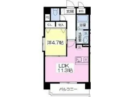 フォレストトップ大津(1LDK/6階)の間取り写真