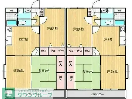 パティオス雀の宮(3DK/3階)の間取り写真