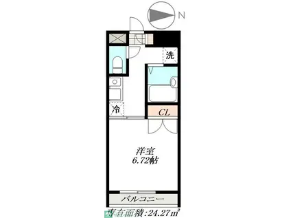 HILLS I(1K/6階)の間取り写真