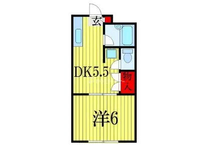 グリーンヒルズ津田沼A.B棟(1DK/2階)の間取り写真