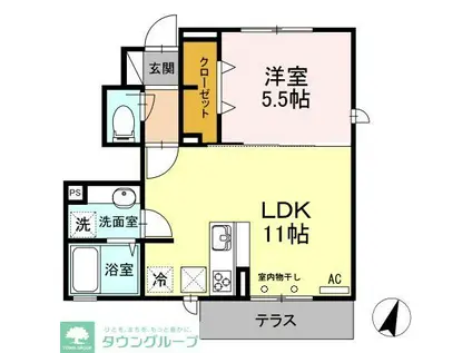 アゼリアテラス(1LDK/1階)の間取り写真